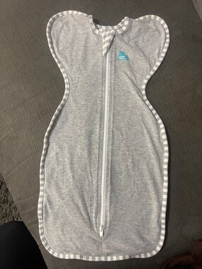 Love to Dream Grey Swaddle with Teal Logo